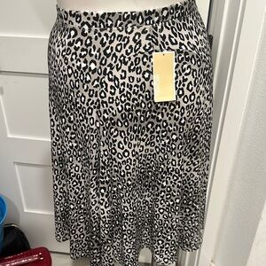 MICHAEL Michael Kors Black, White & Gray Animal Print Midi Skirt